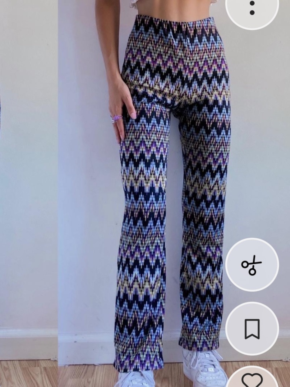 Urban Outfitters Multicolor Zig zag Naomi Knit Flare Pants elastic waist retro M